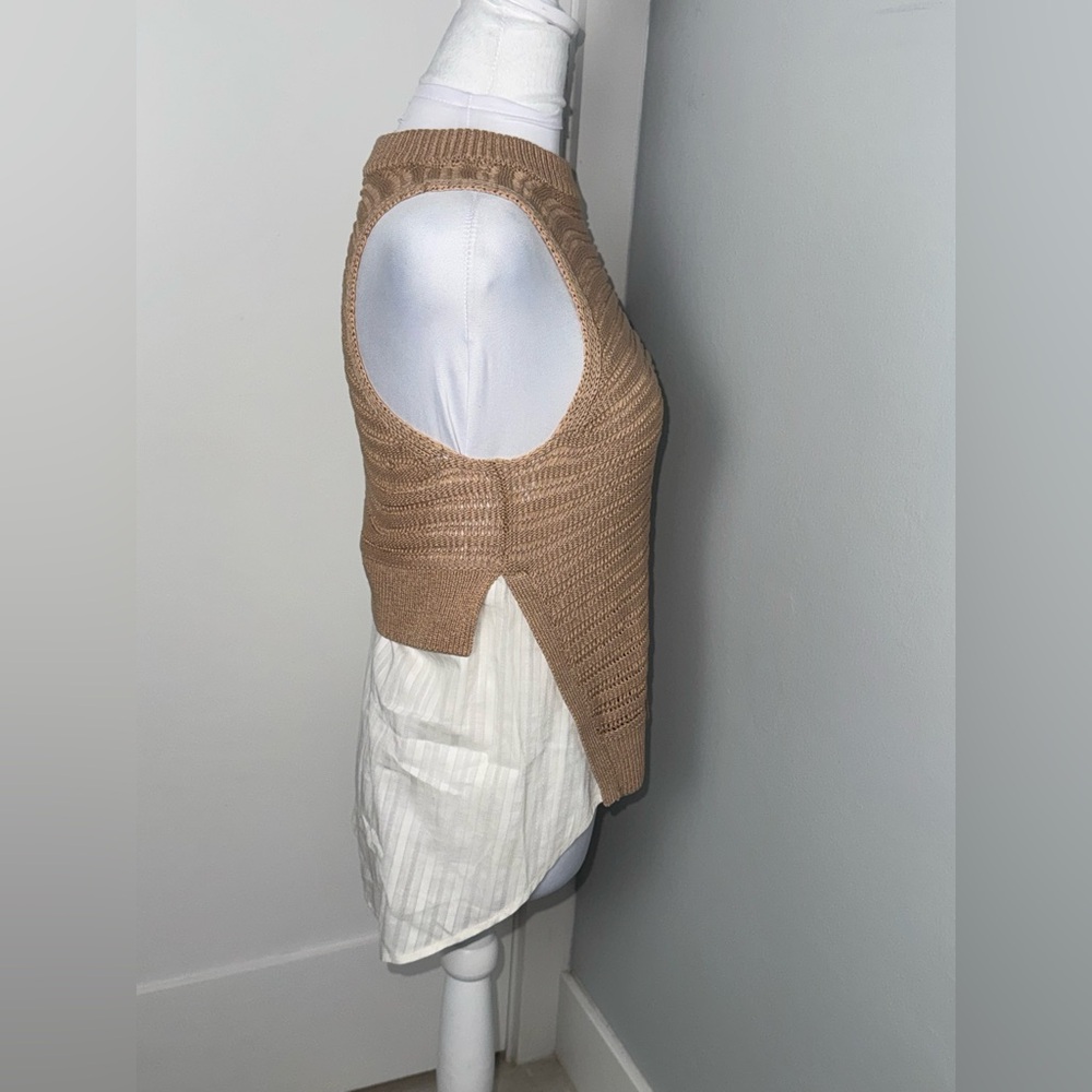 Veronica Beard South Beach Sleeveless Combo Top in Tan/Size Medium - Picture 3 of 6